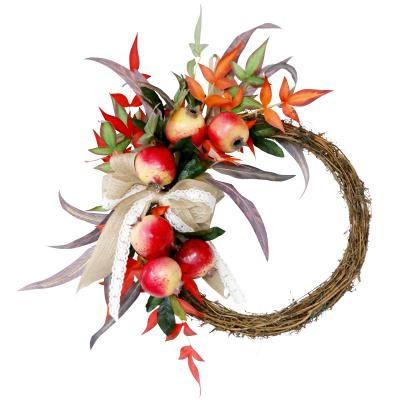 China Beautiful Thanksgiving Garland Harvest Garland 16in Autumu and Pomegranate Fall Garlands Colorful Golden Red Garlands Door Decoration for sale