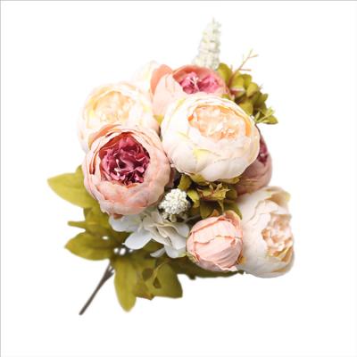 China Artificial colorful beautiful peony bouquet high quality silk flower wholesale colorful for home and wedding decoration flowers for sale