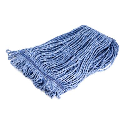 China Sustainable Wet Industrial Blue Cotton Looped End Commercial String Mop Head Refill Mop Cleaning Replacement for sale