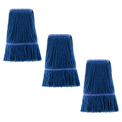 China Sustainable Wet Industrial Blue Cotton Looped Heavy Duty End String Mop Refill Commercial Grade String Mop Heads Cleaning Replacements for sale