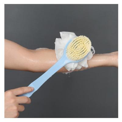 China Hot Products Double Face Sponge Mesh Long Handle Skin Friendly Exfoliate Shower Bath Brush for sale