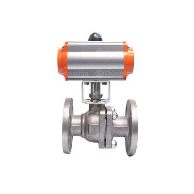 China General Stainless Steel Pneumatic 2 Way 2 Piece Flange Pneumatic Actuated Ball Valve for sale