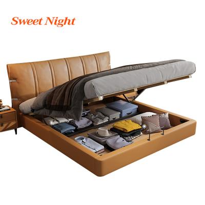 China High Quality Modern Upholstered Storage Furniture Double King Size Bed Storage for sale