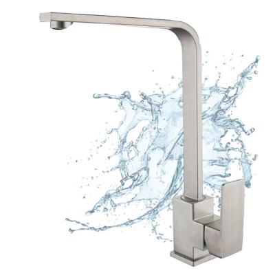 China Electric Faucets Adjust Flat Tube Rotate Kitchen Sink 304 Stainless Steel Single Hole Hot Cold Faucet for sale