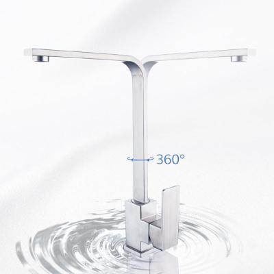 China Hot Cold Water Stainless Steel Square Kitchen Faucet Mixer Taps Electric Single Handle Kitchen Sink Faucet for sale