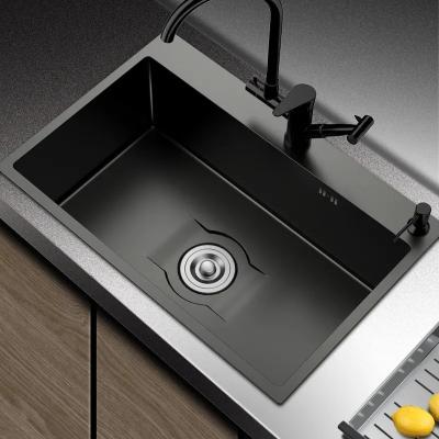 China Modern Cheap Brushed Black Nano Single Bowl Kitchen Sinks Workstation Stainless Steel Kitchen Sink for sale