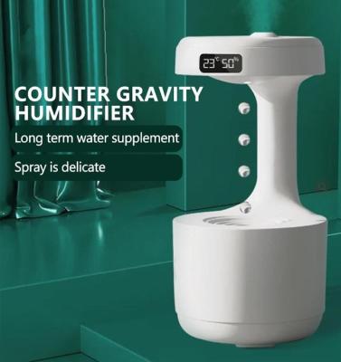 China 2023 New Household 800ml Gravity Water Drop Humidifier Diffuser Droplet Anti Backflow With Clock for sale