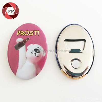 China Viable Custom Wholesale Oval Shape Tin Magnet Bottle Opener for sale