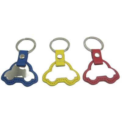 China Wholesale Custom Leather Metal Leather And Car Leather Form PU Double Layer Key Chain for sale