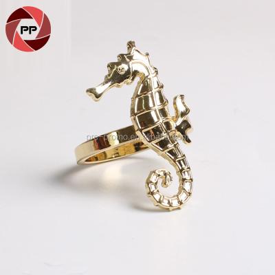 China Wholesale Viable Viable Gold Wedding Metal Seahorse Napkin Ring for sale