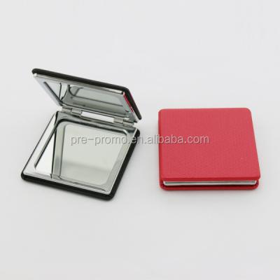 China Wholesale Magnifying ABS Magnifying Double Sided PU Leather Square Makeup Mirror / Cosmetic Mirror for sale