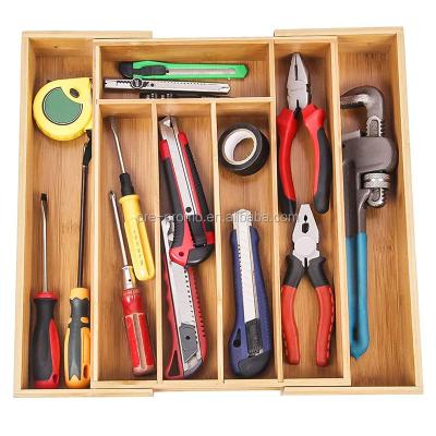 China Bamboo Organizer Kitchen Drawer Insert of Wholesale Expandable Viable Utensil Cutlery for sale