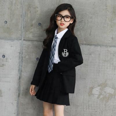 China The two-piece preppy coat and skirt skirt of the new spring girls' suit washable black pleated children's suit for sale