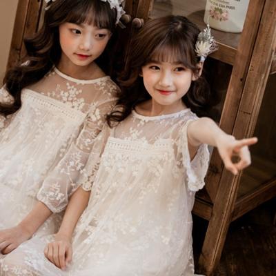 China New Children's Birthday Breathable Dress Dresses Round Neck Lace Casual Elegant White Dress for sale