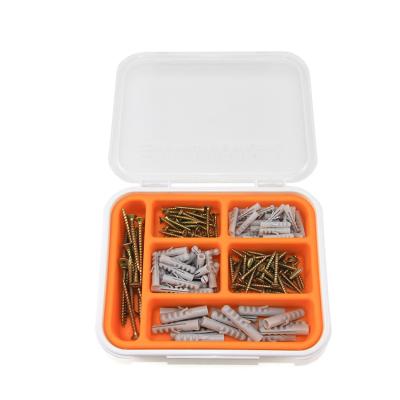 China Heavy Industry P20130 Carbon Steel / Plastic Yellow Flat Head Chipboard Screw Kit 155pcs for sale