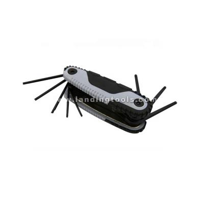 China Multi Functional Portable Black Finish 9pc CRV Folding Hex Key Knife Outdoor Key for sale