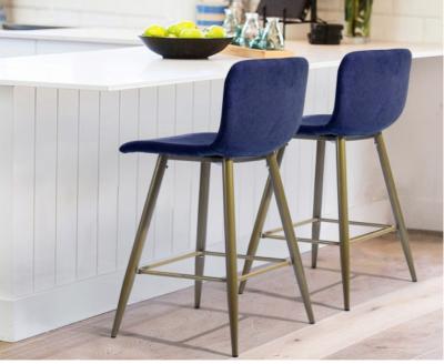 China Cheap bar stools luxury furniture gold cheap umpire chair with metal velvet running modern modern bar stools with back for sale