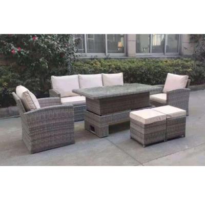 China Eco-freindly Stock For Outdoor Patio Garden Furniture Wicker Rattan Sofa Set 6 Pcs for sale