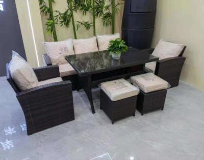 China Eco-freindly 6 Pcs Garden Furniture Set , Outdoor Sofa Set With Cushions And Table for sale