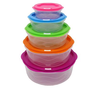 China New Design PP Crisper Set Sustainable Plastic Food Storage Container Box 5pcs Fresh Preservation Set for sale