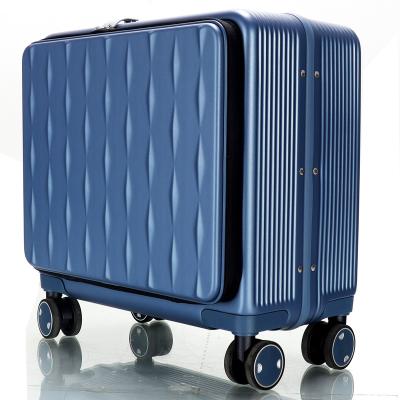 China Travel 20Inch ABS Ready Running Women Luggage Custom Carry On Suitcase ABS+PC Smart Cabin Luggage With Front Pocket for sale