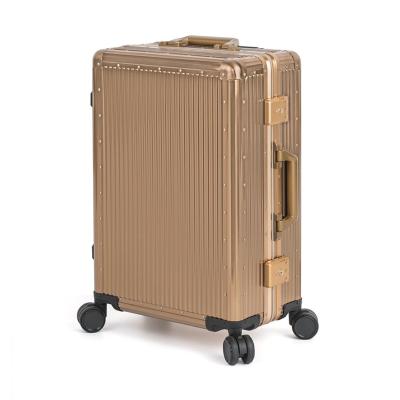 China Gold Short Luxury Titanium Color Luggage Size Cabin Travel Super Hard Metallic Suitcase 2022 New for sale