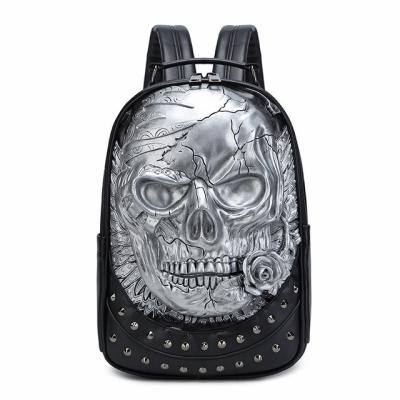 China Own Reality 3D Design Skull Embossed Backpacks Men And Women Backpacks Steam Punk Rivet Personality Travel Rucksack Laptop Schoolbag Unisex for sale