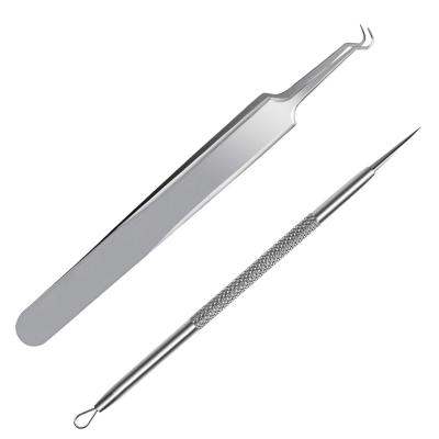 China 2pcs FACE Stainless Steel Blackhead Remover Tool Kit Comedone Extractor Tool Pimple Acne Tools for sale