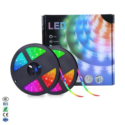 China Theme Park Wifi 12v Waterproof 5m Set Smd 5050 RGB Remote Backlight Flexible Rgbw Smart Led Strip Lights for sale