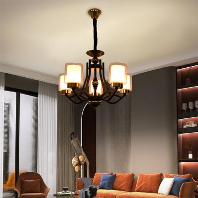 China Retro New Arrival Decoration Iron Morden Glass Dining Room Chandelier Indoor Pendant Lamp 220V for sale