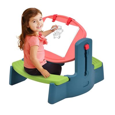 China Plastic Kids Painting Drawing Table Set For Children 2in1 Drawing Board Toys for sale