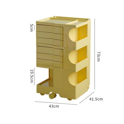 China 3 Tier Storage Box Trolley Adjustable Plastic Utility Cart With Drawers for sale