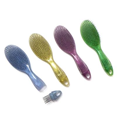 China Waterproof Transparent Hair Brush Glitter Custom Detangling Hair Brush for sale