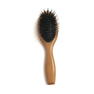 China Waterproof Wooden Paddle Bamboo Hair Brush With Blended Boar Hair And Nylon for sale