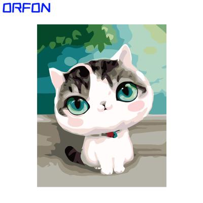 China Orfon LY326 CREATIVE Painting By Numbers DIY Oil Painting Decorative Landscape On Canvas No Frame Cat Classical Wholesale Abstract Animal for sale