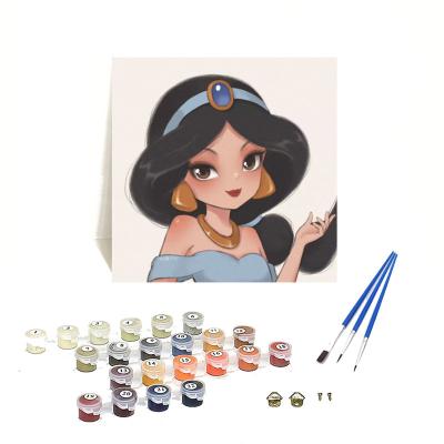 China Cartoon Orfon Q1017 Princess DIY Series Oil Painting On Canvas Paint By Numbers Kit For Kids Framed Canvas Painting Wholesale for sale