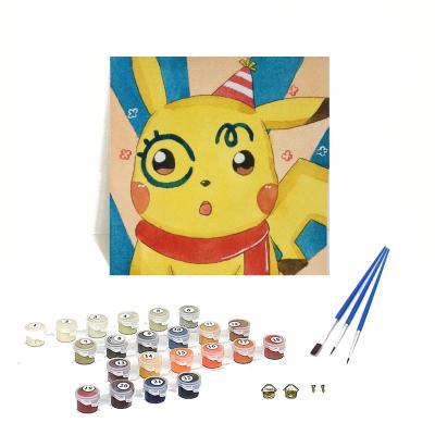 China American Style Orfon Pikachu Christmas Oil Painting For Kids Color By Number Paint By Numbers DIY Acrylic Wall Art Canvas Painting for sale