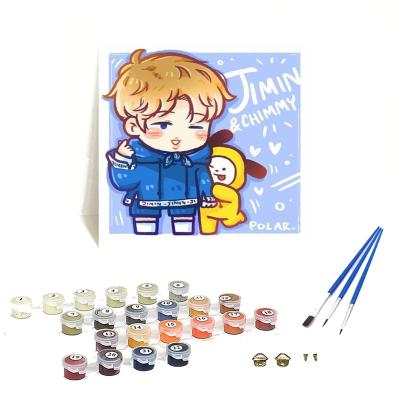 China KOREAN diy hand painted painting drawing of Orfon BTS DIY member cartoon oil paintings by numbers kits on canvas wholesale for sale