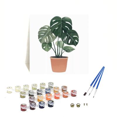 China Orfon Q1010 American Style Potted Plants DIY Painting Canvas Painting By Numbers For Adults Decor Painting With Frame Wholesale for sale