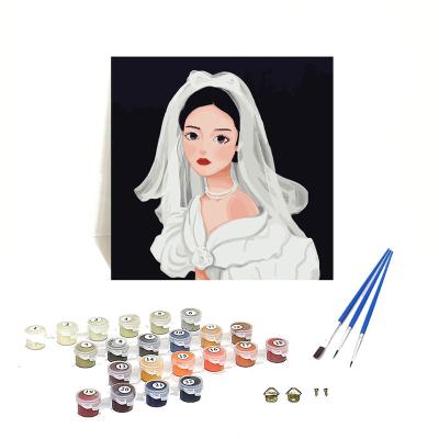 China DIY Cartoon Oil Painting Painting By Number Kit Girls Illustration With 24 Colors Adult Paints By Numbers Canvas 40x40cm ORFON Brand for sale