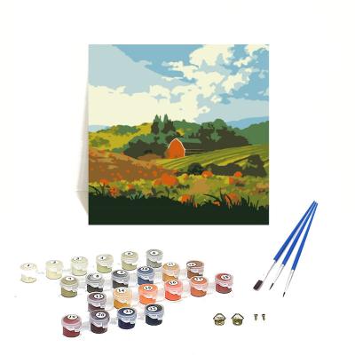 China Customization Orfon Q979 pastoral landscape oil painting kit custom diy canvas framed painting by numbers for wall decoration custom canvas painting for sale