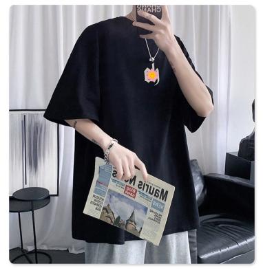 China Anti-wrinkle 2023 Aikesi new arrival  tshirts wholesale 300 GSM heavy weight tshirts hip hop street black logo style oversized tshirt men for sale