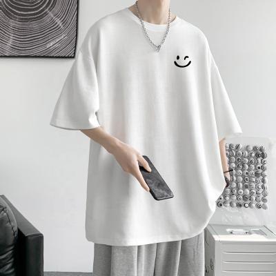 China Anti-wrinkle Aikesi tshirt oversize man custom smile face logo oversized tshirt wholesale men customized colorful oversized men tshirts for sale