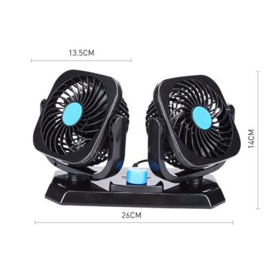 China Cooling Cooler 2 Head Rechargeable Usb Hook Up 12 Volt Battery Operated Black Kooling Small Car Fan for sale