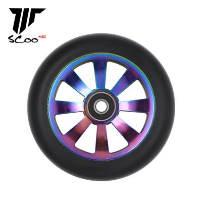 China Chrome Aluminum Alloy Core 110mm Pro Neo Stunt Scooter Wheels Accept Custom Kick Scooter Wheels For Push Scooter Wholesale 110mm for sale