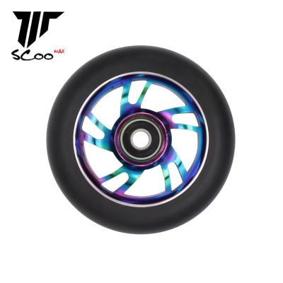 China High Rebound Aluminum 6061-T6 PU Customized Color Pro Scooter Wheel For Stunt Scooter Kick Scooter Chinese Factory 100/110 mm for sale