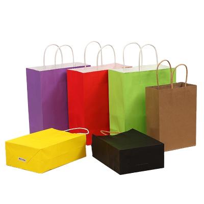 China Portable Recycled Materials Different Colors Recycled Good Quality Paper Bags With Logo Printing for sale