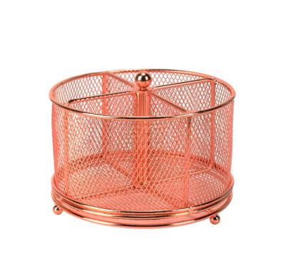 China The Other New Hot Design Rose Gold Roating Metal Stationery Organizer Holder for sale