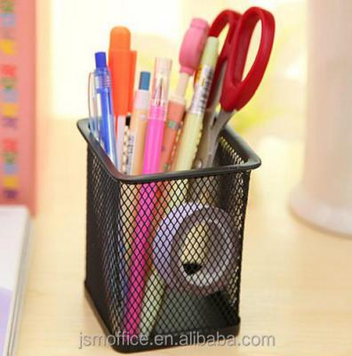 China Black Mesh Square Metal Cosmetic Pen Pencil Holder for sale