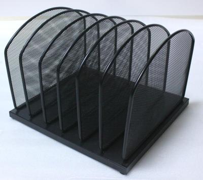 China Desktop Folder Organizer Metal Mesh Magazine Folder Desktop Organizer with 6 Vertical Sections for sale